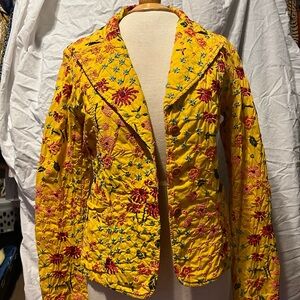 Johnny Was Yellow and Red Floral Blazer